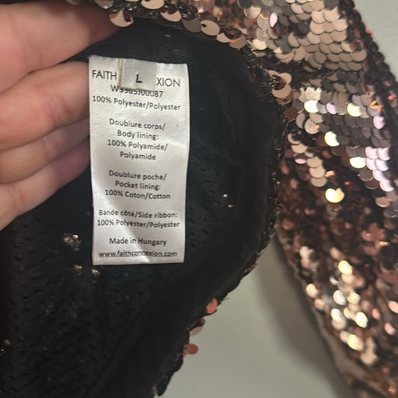 Faith Connexion women copper rose sequin zip hoodie crop jacket w/kappa design - Picture 6 of 12